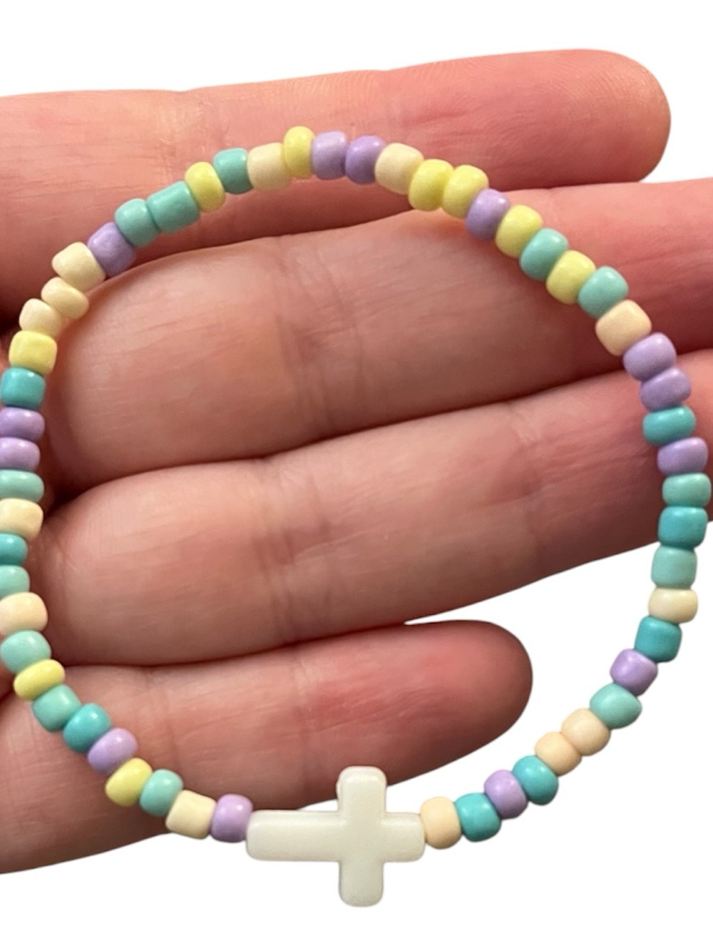 Pastel Beaded Cross Bracelet - Multicolor - Jesus - God